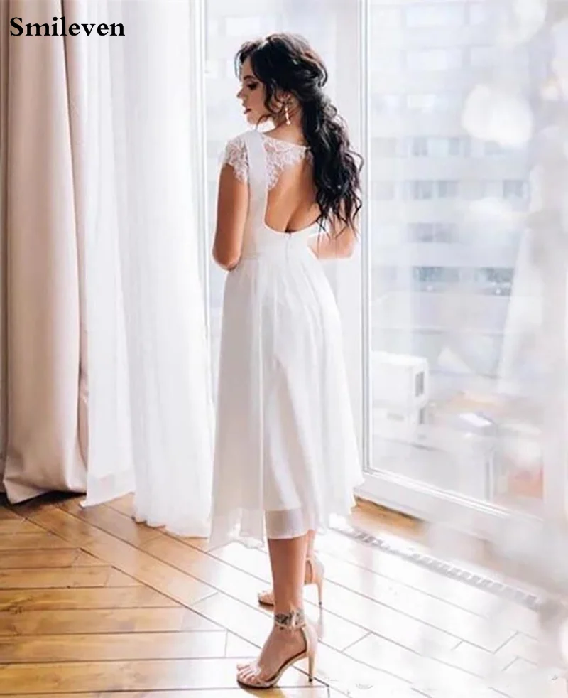 Smileven Короткое свадебное платье Robe De Mariee шифоновое сексуальное свадебное платье Бохо кружевное свадебное платье