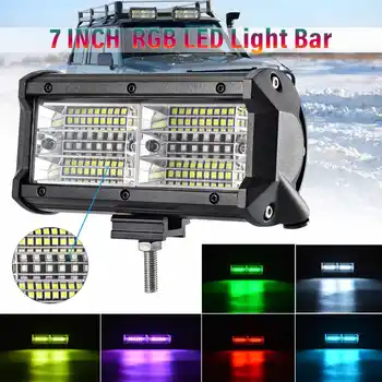 

7" 144W 12V 24V Car Led Light Bar Work Light Bar RGB Led Spot Light Bar Spot Beam for Jeep Offroad Tractor Truck 4x4 SUV ATV