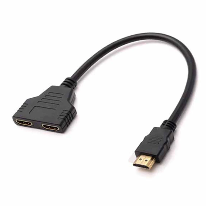 1 шт. 1 в 2 Выход HDMI сплиттер 1080P HDMI v1.4 штекер-двойной Женский Кабель-адаптер 2 двухпортовый Y HDMI конвертер Соединительный кабель Шнур