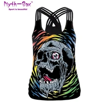 Летний женский спортивный жилет с 3D принтом черепа, женские рубашки для йоги, рубашки для бега, фитнес-футболки, топы с бретельками, быстросохнущая блузка