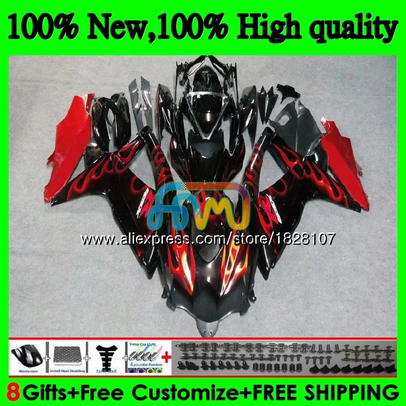 Комплект для SUZUKI GSXR 600 750 CC GSX R600 GSXR600 08 09 10 38BS. 11 GSX-R600 Красный Пламя GSXR-750 K8 GSXR750 2008 2009 2010 обтекатель
