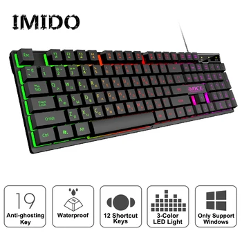 

Gaming keyboard Gamer keyboard with backlight USB 104 Rubber keycaps RGB Wired Ergonomic Russian keyboard For PC laptop