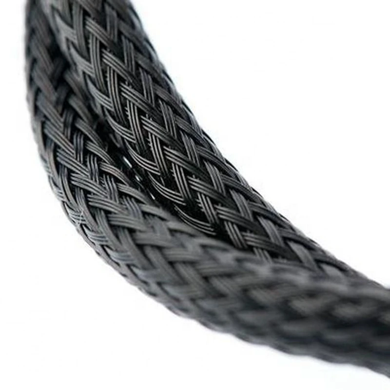 50 мм черный плетеный кабель рукав Expandable плотно питомца нейлона высокой плотности провода рукава обшивка ПК кабель Органайзер с защитой
