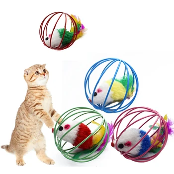 

Household 1 piece 6cm diameter random random plush cage cat and mouse interactive game tool non-toxic pet supplies