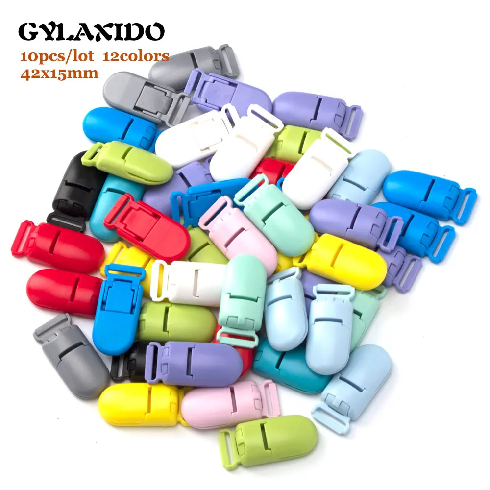 

10Pcs/lot Baby Pacifier Clips 15mm Solid Plastic Soother Holder Clasp For DIY Teething Necklace Infant Pacifier Nipples Holder