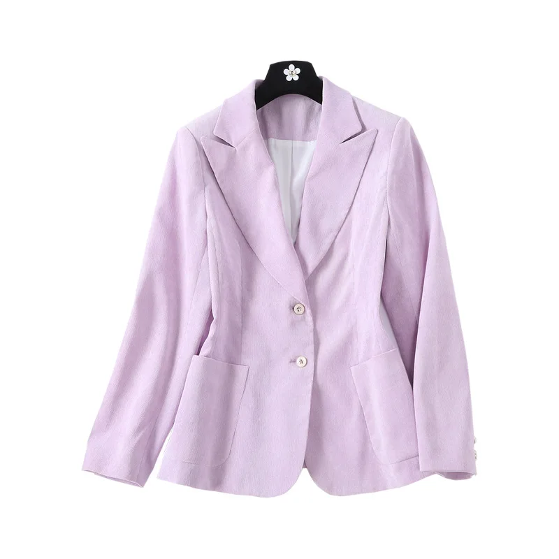 

Spring Long Sleeve Light Purple Suit Jacket Ropa Mujer Invierno 2019 Professional Office Women Jaket Abrigos Largos Mujer K6055