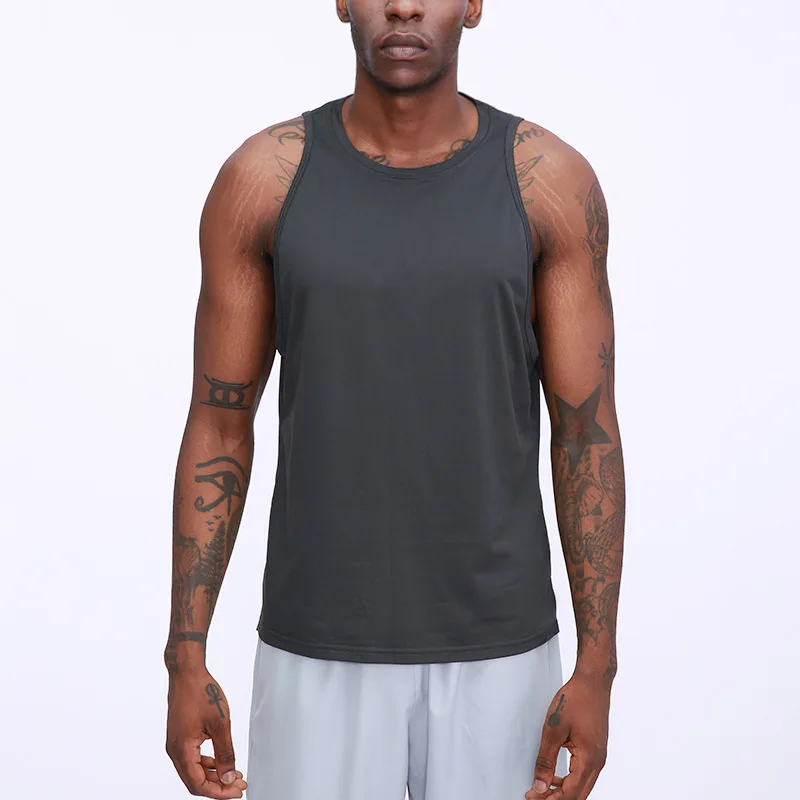 

Summer quick-drying men's sports tank top outdoor running basketball training Shirt round neck sleeveless fitness vest Workout