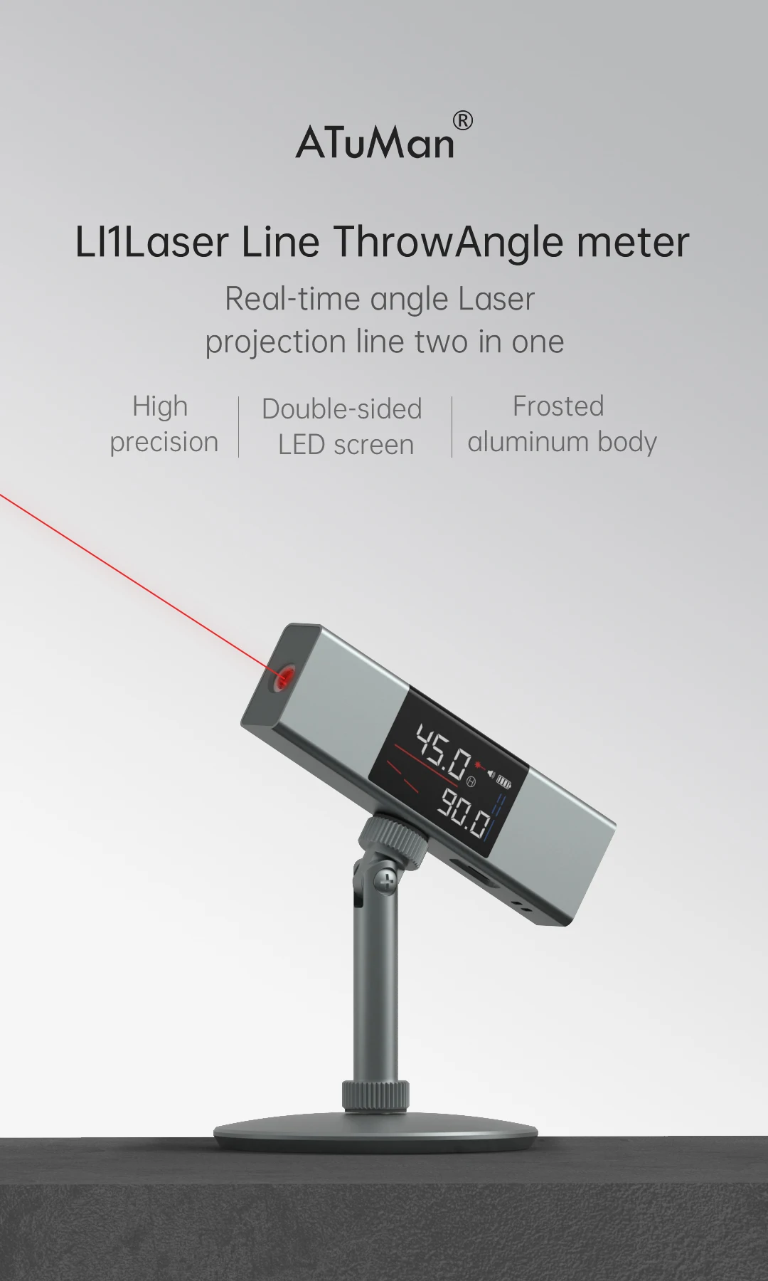 Duka Atuman Laser Angle Casting Instrument Real Time Angle Meter LI 1 Double-sided High-definition Led Screen Type C Charging