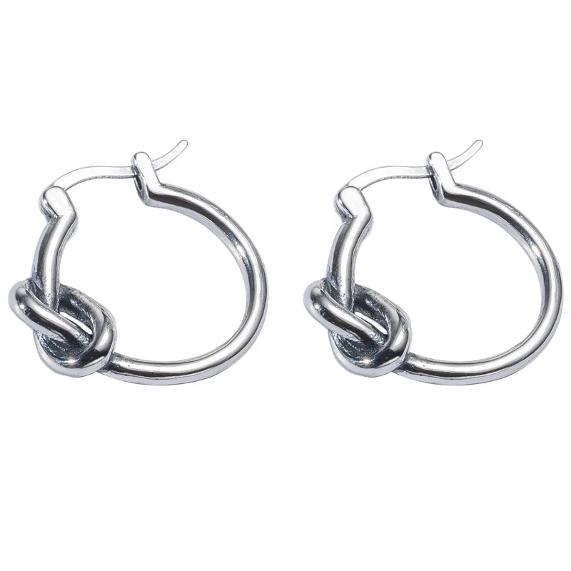 Heart Tie Hoop Earring 925 Sterling Silver Jewelry Prevent Allergy Ear Buckle Earring Simple Lines Twist Knot Women Earring
