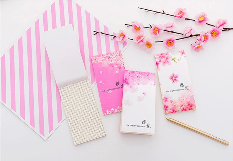 Корейский Сакура вишня блокноты липкие заметки милые Kawai проверить Flashcard Memopad исследование Bts аксессуар блок линия список сделать