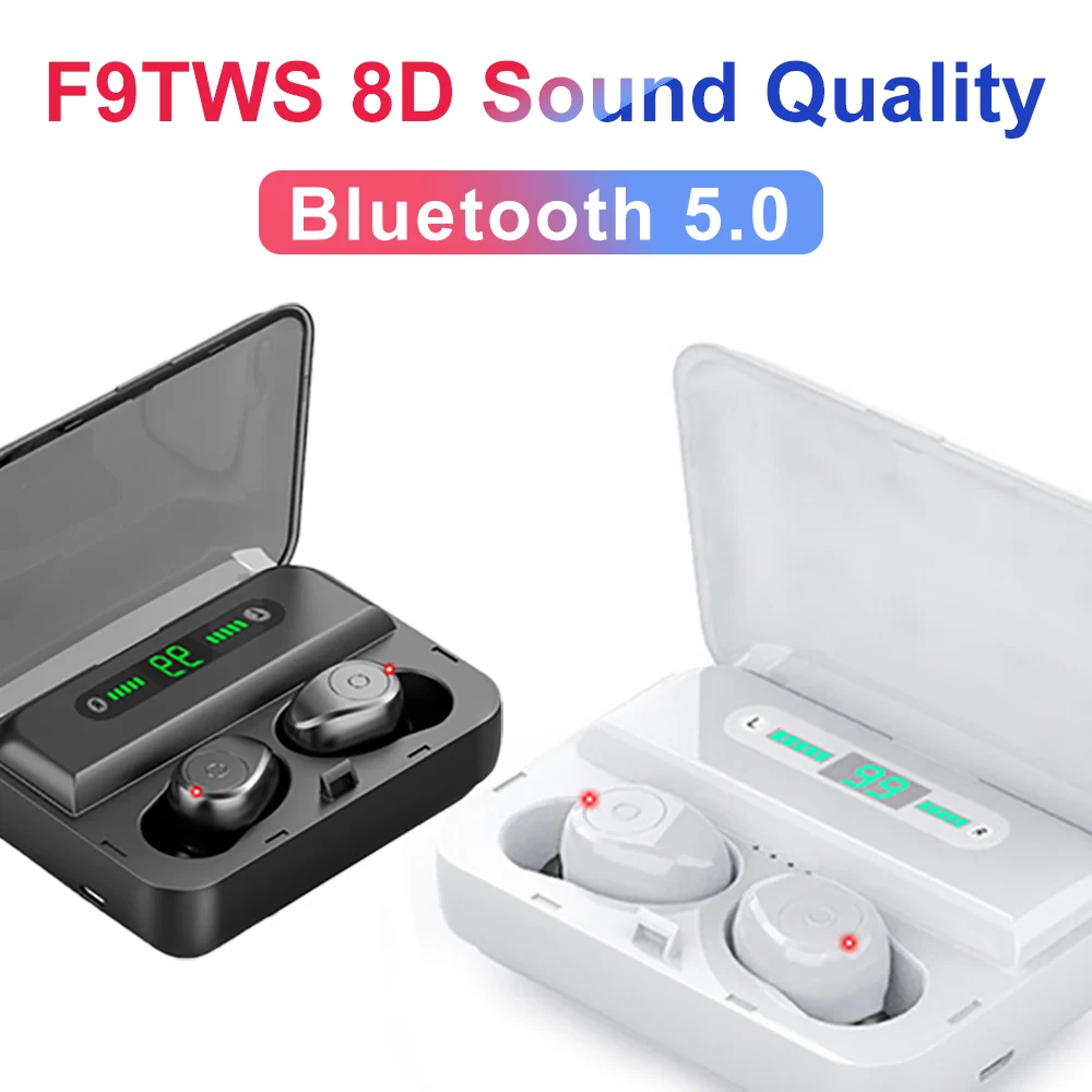 

New TWS F9 Wireless Headset Bluetooth 5.0 Headphones LED Display 8D Lossless Sound Quality Mini Portable Charge Box Practical