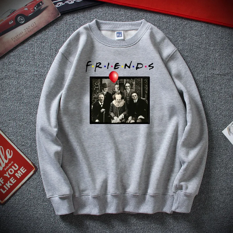 gray Зимняя уличная одежда для друзей ужасов Pennywise Майкл Майерс Джейсон Вурхиз Хэллоуин Мужская Толстовка Топ Модная хлопковая Толстовка для мужчин - Цвет: gray