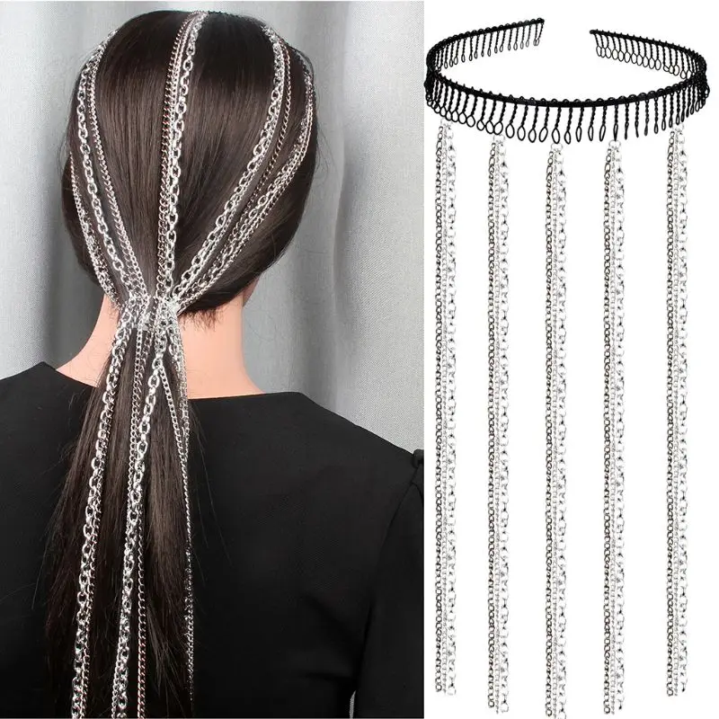 Индивидуальная повязка на голову с зубчатой женщины цепочка для волос волна Мода Женская повязка для волос наголовный обруч N84D