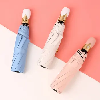 

Fully-automatic Umbrella Women Three-folding Sun Protection Ultraviolet-proof Umbrella Windproof Pure Color Waterproof Umbrella