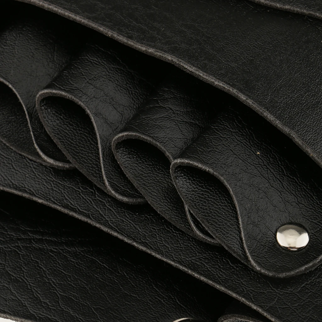 PU Leather Hair Scissor Holster Pouch with Waist Belt for Hairdressers Barber, Black