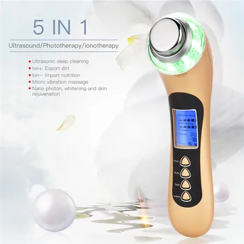 

5 In 1 LED Photon Therapy Facial Skin Lifting Rejuvenation Beauty Device Ultrasonic Vibration Face Pore Cleaner Cleaning Machine