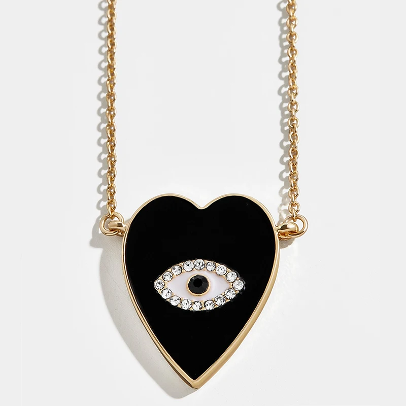 

New Fashion Heart Eyes Necklace for Women Bohemian Love Crystal Eyes Statement Pendant Necklace Jewelry Party Accessories