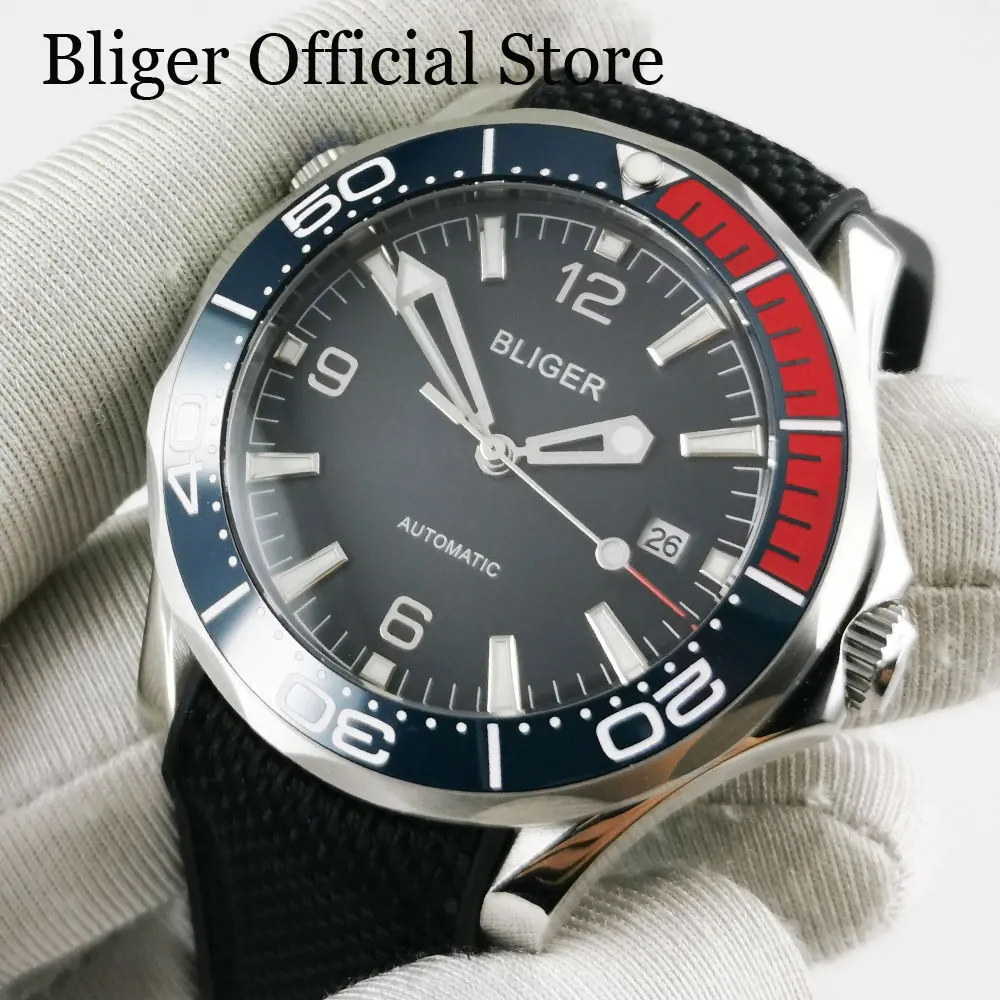 BLIGER нержавеющая сталь Автоматические Мужские часы сапфировое стекло