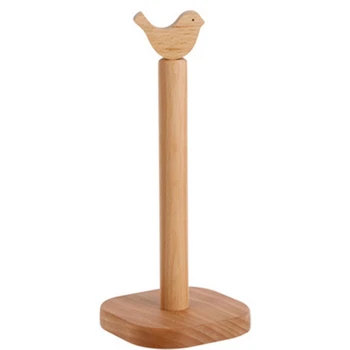 

Roll Paper Storage Rack Paper Towel Rack Shelf Kitchen Countertop Solid Wood Vertical Toilet Paper Roll Holder Large
