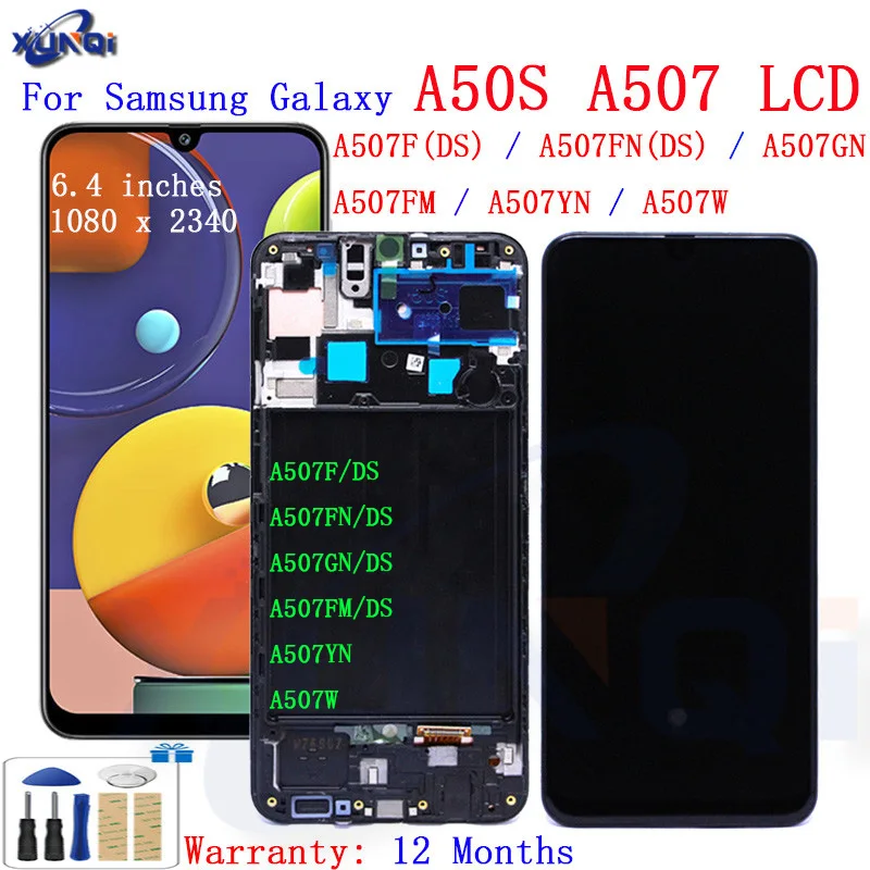 

For Samsung Galaxy A50S A507 A507FN/DS A507F/DS LCD Display Touch Screen Digitizer with frame Assembly For Samsung A50s LCD