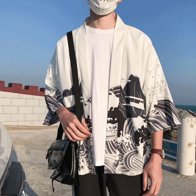 Kimono Man Haori Yukata Japanese Men'S Kimono Shirt Samurai Harajuku Japanese Streetwear Clothes Cardigan Men Clothing