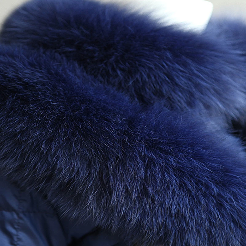 Tcyeek зимняя Роскошная пуховая куртка из натурального Лисьего меха Женская Длинная толстая теплая куртка-пуховик с капюшоном Женская парка Hiver B14DY033