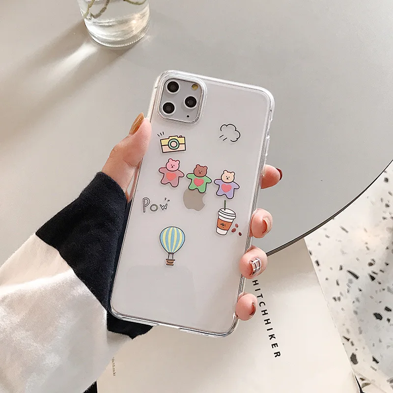 Ins стиль rocket bear Прозрачный чехол для телефона для iPhone 11Pro Max 6 6s 7 8 Plus X Xs Max Xr 11 Pro высококачественный мягкий чехол Fundas Capa