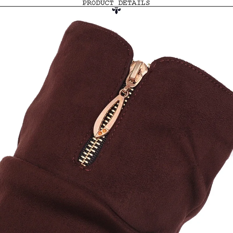 EGONERY winter new concise mid calf boots outside casual high heels round toe flock zipper women shoes drop shipping size 33-44