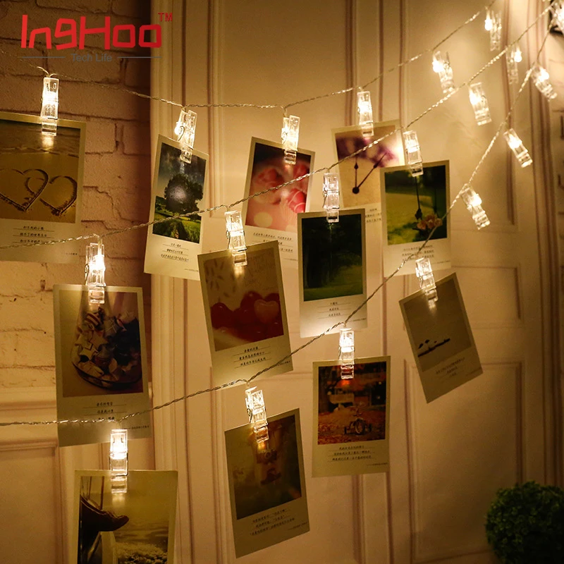 

Inghoo LED Photo Clip String Lights, Bedroom Fairy Lights with Clips for Bedroom Decoration to Hang Card, Polaroids & Pictures