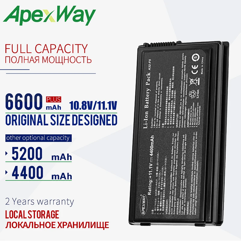 ApexWay 11 1 В 6 ячеек Аккумулятор для ноутбука ASUS A32 F5 X50 X50C X50Gi X50M X50N X50R X50RL X50SL X50SR X50V X50VL 70