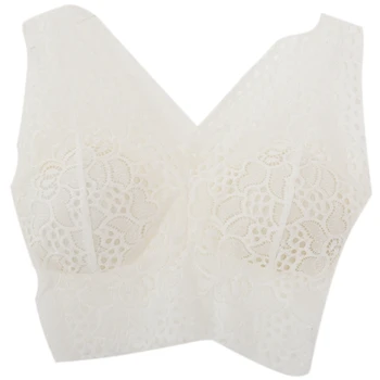 

Women Flower Tank Top Bra Lace Floral Crochet Vest Crop Top White