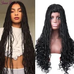 26inch Box Braid Wig With Curly End synthetic Braids Wigs For Women African Curl Jumbo Braided Hair Long Box Braiding Hair Wigs