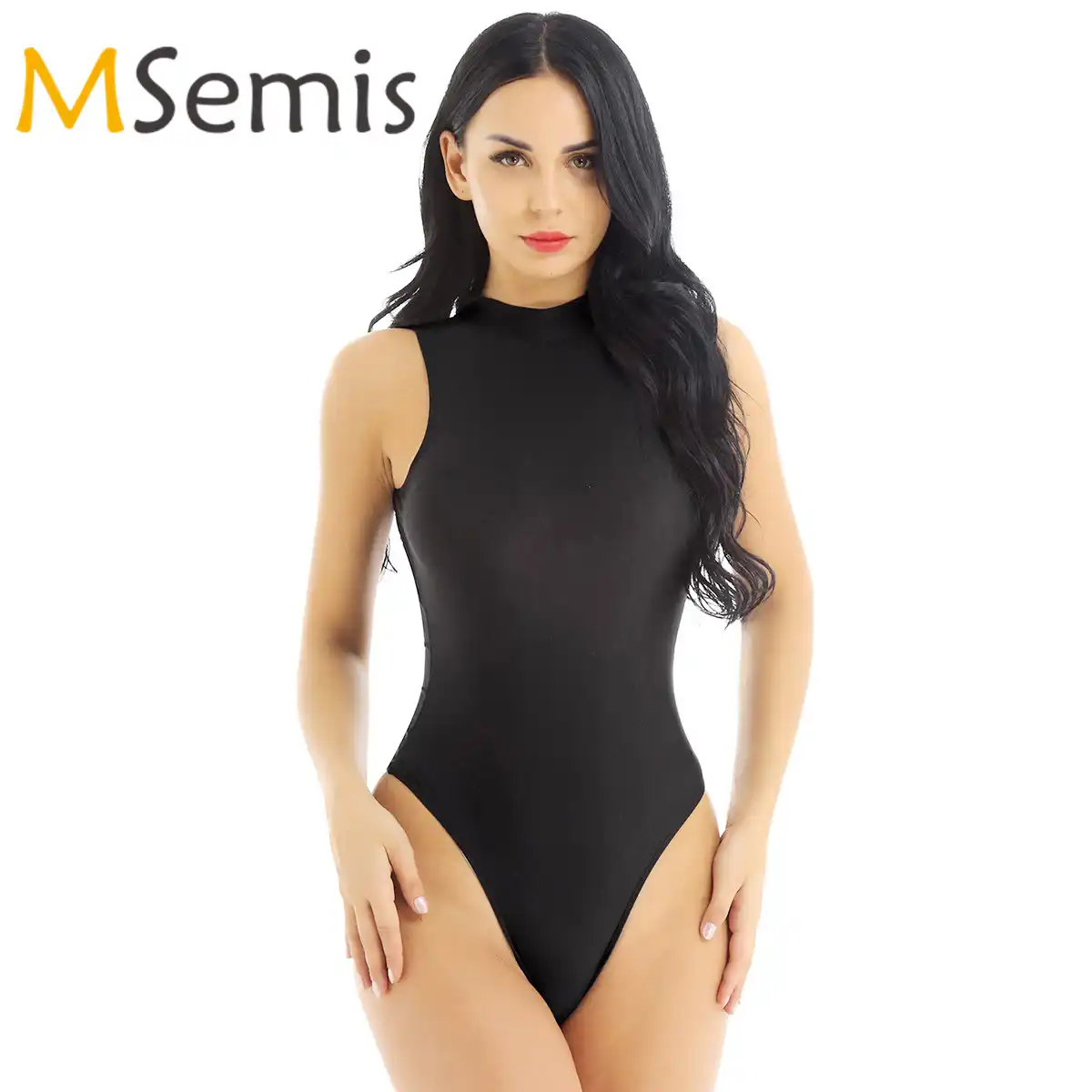 Women's Swimsuits See Through Lingerie High Cut Sheer Swimwear Zippered