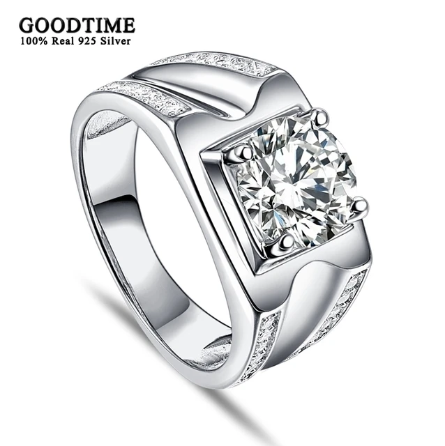 Mens Silver Cubic Zirconia Engagement Ring | besttohave.com