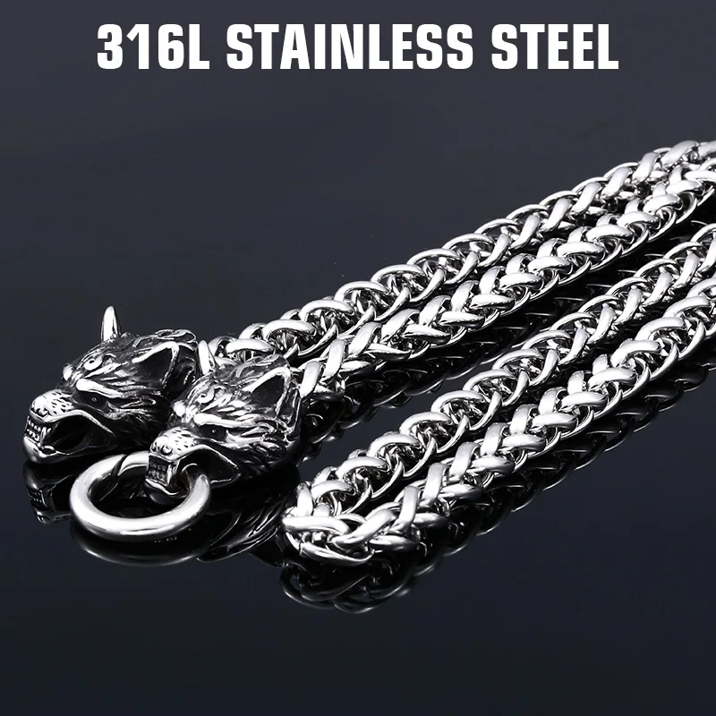 Preise Beier 316L edelstahl Männer Wolf kopf nordischen viking amulett thor hammer anhänger halskette viking könig kette