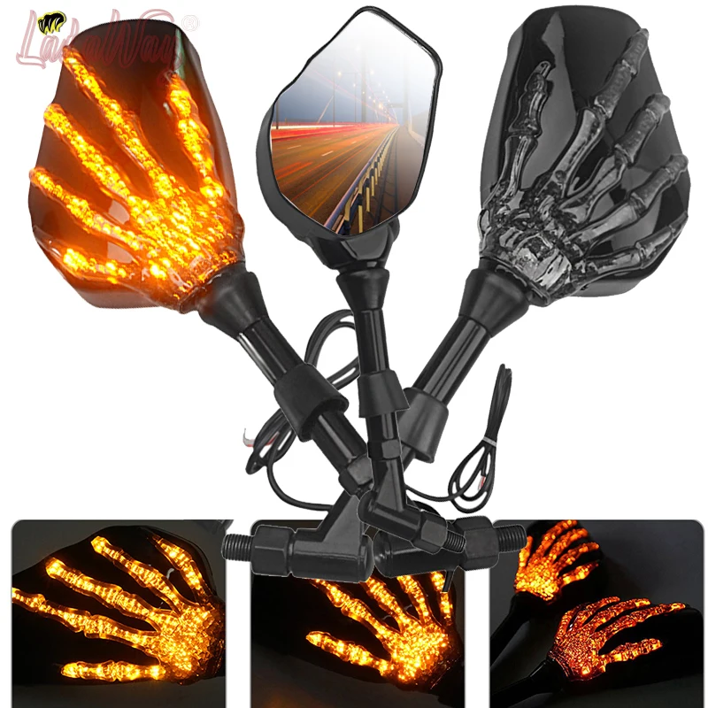 Универсальные светодиодные зеркала заднего вида для мотоциклов 8 мм 10 указатели
