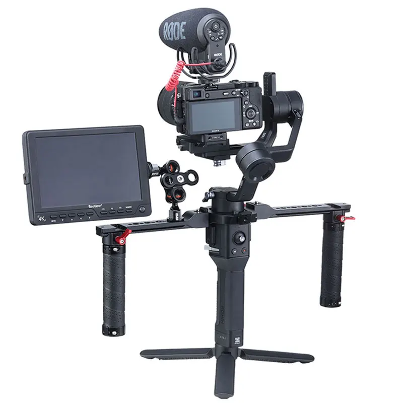 Stabilisateur Plateau Double Poignée Aluminium Pour Boîtier Caméra Sous-marine - Support Lampe Vidéo Plongée