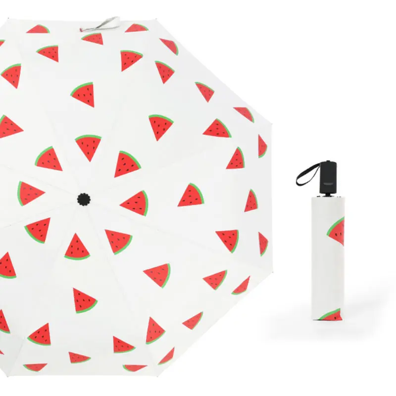Manual watermelon 190T Pongee тканевый смешной фруктовый Печатный трехскладной автоматический зонт 8 ребра солнечный и дождливый зонт для унисекс Мода - Цвет: Manual watermelon