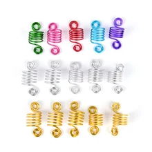 10 шт. Бисер для плетения волос смешивающий цвет алюминий спиральная форма Регулируемая вязка аксессуары для косичек кольца для волос Инструменты для наращивания волос