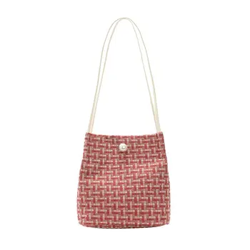 

Japan Style Simplicity Crossbody Versatile Plaid Female Bucket Bags Large Capacity Casual Comfortable Shoulder Bags for Women