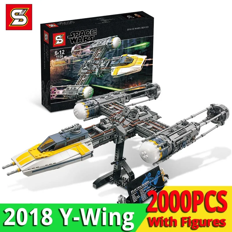 SY1106 Звездные войны, фильм Y-wing, набор звездных бойцов, Модель 2000 шт., строительные блоки, игрушки для детей, рождественский подарок