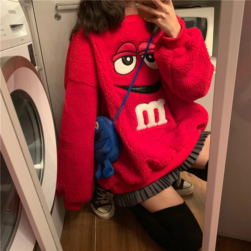 Женские шерстяные худи из искусственной овечьей шерсти толстовки с круглым