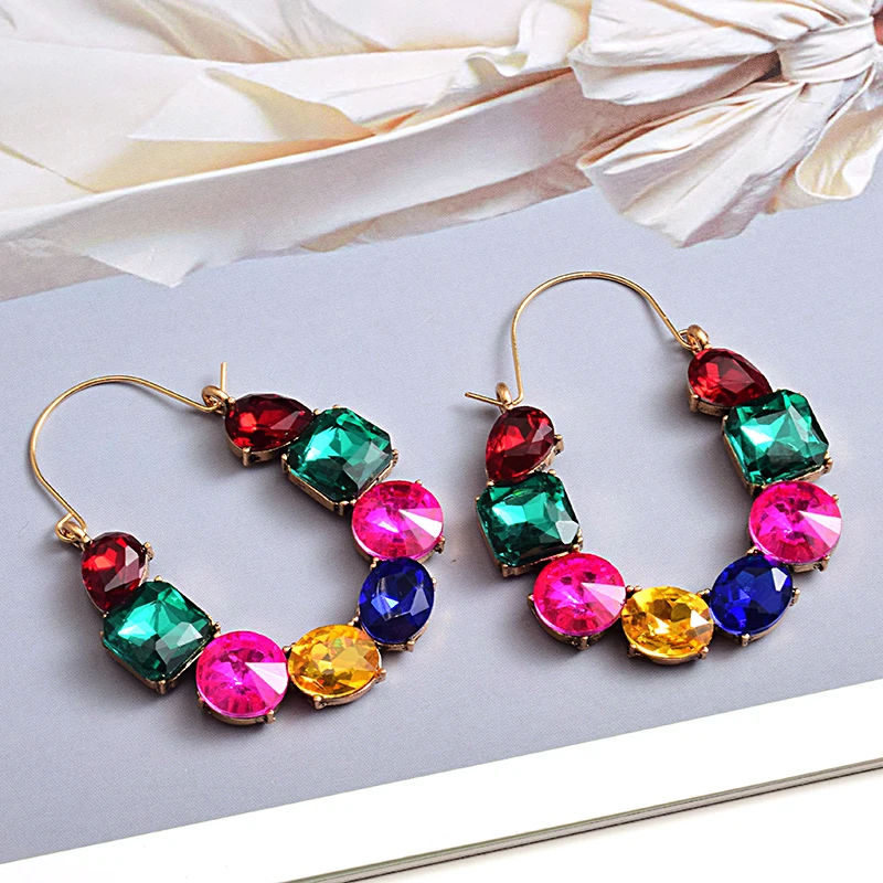 New arrivel Colorful Rhinestones Metal Long Earring High-quality Crystals Drop Earrings Jewelry Fashion Accessories For Women