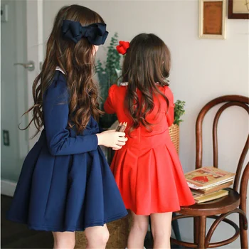 

Girls Long-sleeved Dress Spring and Autumn Bow Korean Style 2019 Cotton Baby Lapel Princess Dress Little Girl Dress Tide GDR712