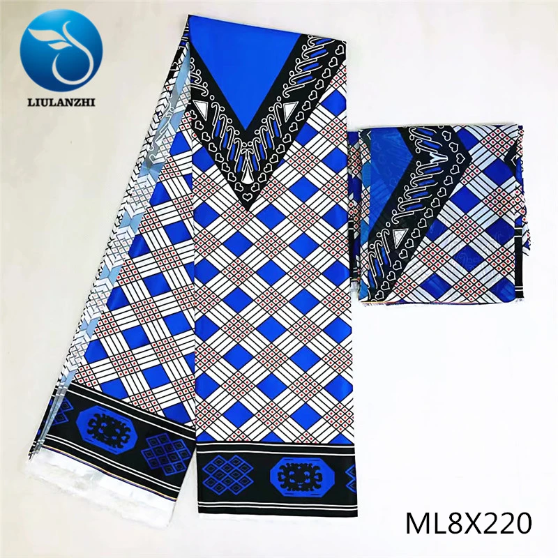 ML8X220 LIULANZHI последние принты шелковой атласной ткани 4 ярдов+ 2 ярдов Африканский Шелковый воск для женского платья шелковые Швейные принты ML8X202-222 - Цвет: ML8X220