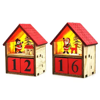 

Christmas Wooden House LED Countdown Advent Calendar Santa Claus Snowman Ornament Xmas Festive Decoration
