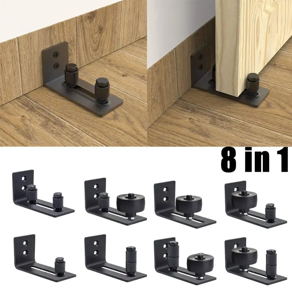 Fully Adjustable 8 Different Settings Barn Door Floor Guide Rollers for All barn Doors Black ming 