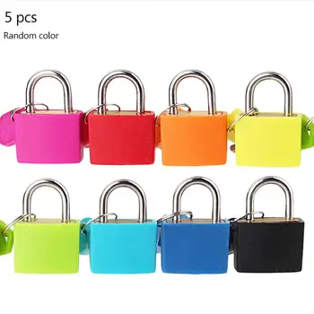 

5pcs Metal Mini Strong Steel Padlock Travel Suitcase Diary Lock with 2 Keys Random Color