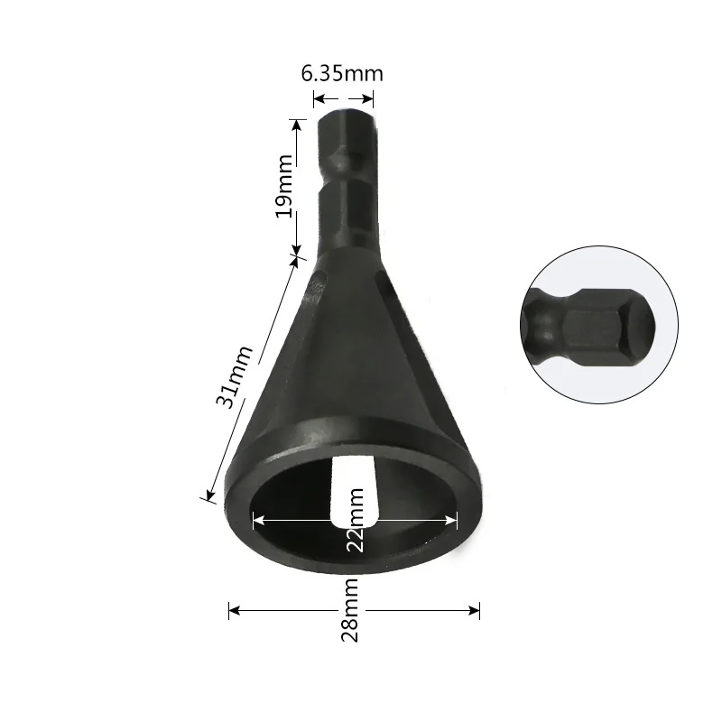 Black Hex Handle Шестигранный треугольный хвостовик из черной нержавеющей стали для удаления заусенцев, ремонтные инструменты для сверла, сверления дерева, снятия заусенцев, инструмент для внешней фаски - Цвет: Black Hex Handle