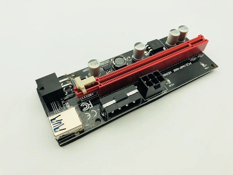 Dual LED VER009S PCI-E Riser 009S PCI Express Riser Card 1X to 16X 0.6M USB 3.0 Cable 6Pin IDE Molex Power for BTC Miner Mining